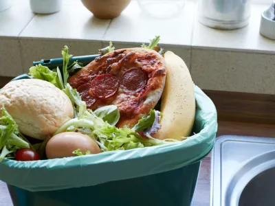 ﻿Fresh Food Waste In Recycling Bin At Home