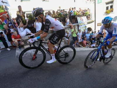 Tadej Pogačar (UAE Team Emirates), in Luka Mezgec 25.06.2023 – Radovljica – kolesarstvo - državno prvenstvo, cestna dirka (156 km), člani //FOTO: Luka Cjuha