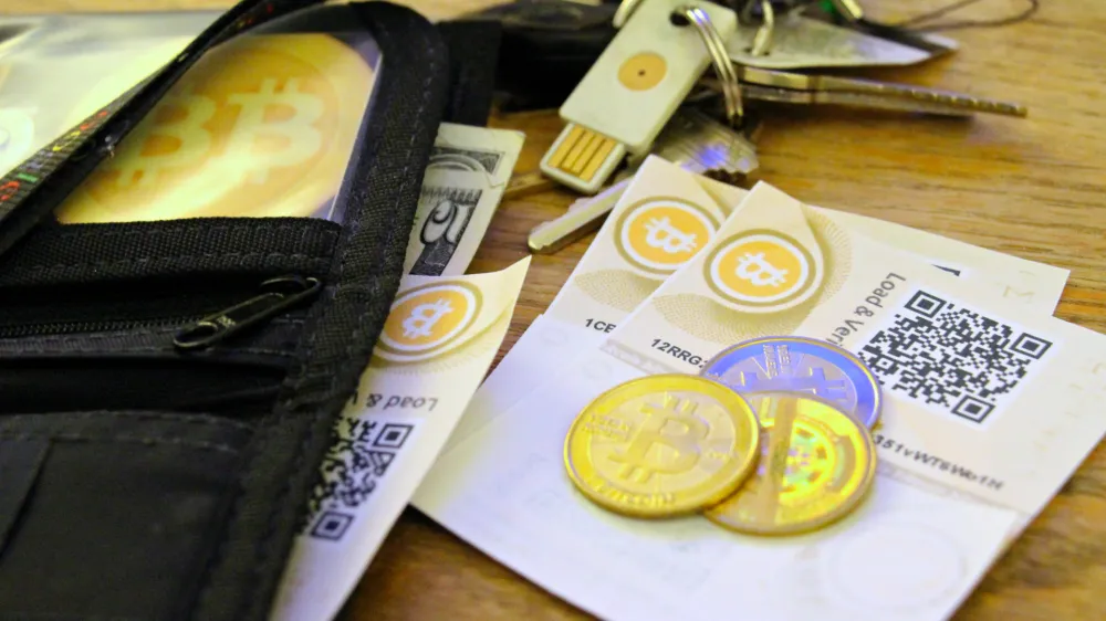 ﻿bitcoin, kriptovaluta, kriptovalute, virtualna valuta, virtualni denar<br><br>foto: Zach Copley (Wikimedia)