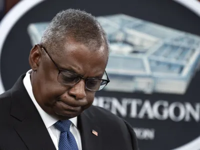 Secretary of Defense Lloyd Austin listens to questions during a news conference with Chairman of the Joint Chiefs of Staff Gen. Mark Milley at the Pentagon in Washington, Tuesday, July 18, 2023. (AP Photo/Manuel Balce Ceneta)