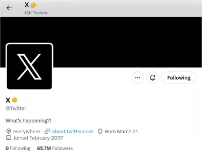 A screen capture of Twitter's official page with an "X" on the profile image is seen on July 23, 2023 in this screengrab obtained from a social media website. via REUTERS