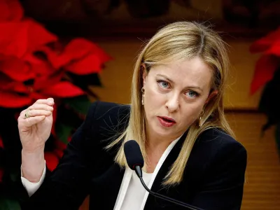 Italy's Prime Minister Giorgia Meloni holds her end-of-year news conference in Rome, Italy, December 29, 2022. REUTERS/Guglielmo Mangiapane/File Photo/File Photo