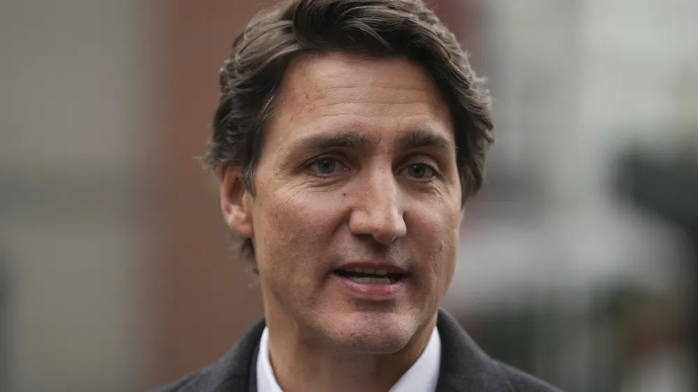 FILE - Canadian Prime Minister Justin Trudeau speaks in Vancouver, British Columbia, Sunday, Jan. 22, 2023. On Saturday, Feb. 11, 2023, Trudeau said that on his order a U.S. warplane shot down an unidentified object that was flying high over northern Canada, acting a day after U.S. planes took similar action over Alaska. (Darryl Dyck/The Canadian Press via AP, File)