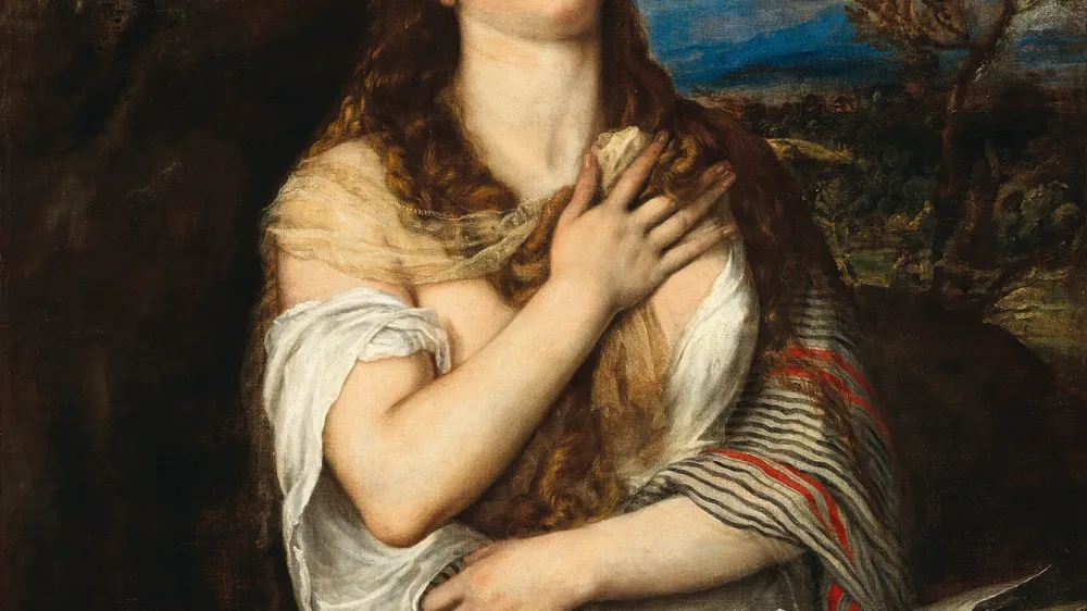 Tiziano Vecellio (Pieve di Cadore, okoli 1485/90–1576 Benetke), Spokornica Magdalena, 115 x 96,7 cm © Dorotheum<br> <br>