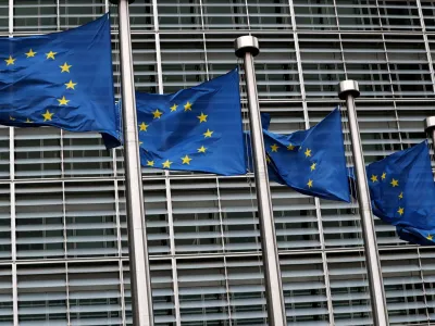 FILE PHOTO: European Union flags fly outside the European Commission headquarters in Brussels, Belgium, March 6, 2019. REUTERS/Yves Herman/File Photo/File Photo