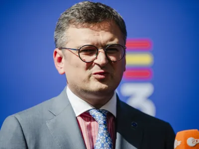 31 August 2023, Spain, Toledo: Foreign Minister of Ukraine Dmytro Kuleba speaks to the media during the Informal Meeting of Ministers of Foreign Affairs of the European Union (EU). Photo: Mateo Lanzuela/EUROPA PRESS/dpa