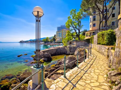 Lungomare coast famous walkway in Opatija, Kvarner bay, Croatia