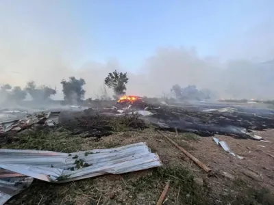 A view of damage at a site that was hit amid Russian drone attacks, at a location given as Odesa region, Ukraine in this handout image released September 4, 2023. Ukraine's Operational Command 'South'/Handout via REUTERS  THIS IMAGE HAS BEEN SUPPLIED BY A THIRD PARTY. MANDATORY CREDIT