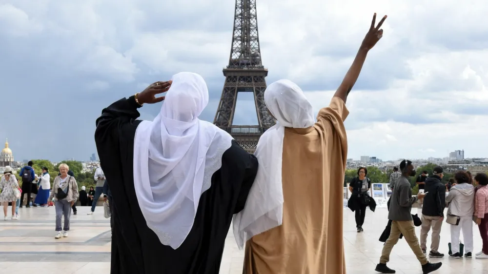 French Education and Youth Minister Gabriel Attal announces the ban on the Abaya at school in Paris, France on August 28, 2023. Photo by Alain Apaydin/ABACAPRESS.COM