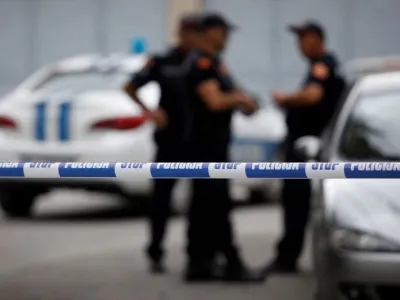 Police guard the crime scene where a gunman started a mass shooting in Cetinje, Montenegro August 12, 2022. REUTERS/Stevo Vasiljevic REFILE - REMOVING NUMBER OF VICTIMS