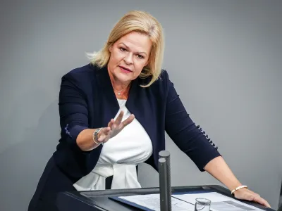 22 September 2023, Berlin: Nancy Faeser, German Minister of the Interior and Home Affairs, speaks during a plenary session at the German Parliament (Bundestag). Photo: Kay Nietfeld/dpa