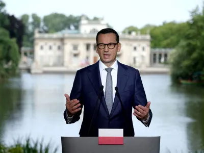 FILE PHOTO: Polish Prime Minister Mateusz Morawiecki addresses a press conference in Warsaw, Poland, July 5, 2023, REUTERS/Kacper Pempel/File Photo