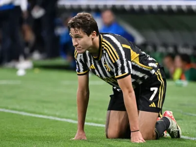 Soccer Football - Serie A - U.S. Sassuolo v Juventus - Mapei Stadium - Citta del Tricolore, Reggio Emilia, Italy - September 23, 2023 Juventus' Federico Chiesa reacts after Federico Gatti scores an own goal and U.S. Sassuolo's fourth REUTERS/Alberto Lingria