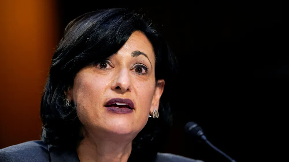 FILE PHOTO: Dr. Rochelle Walensky, Director of the Centers for Disease Control and Prevention testifies during a U.S. Senate Health, Education, Labor and Pensions Committee hearing to examine the COVID-19 response, focusing on an update from federal officials, on Capitol Hill in Washington, U.S., March 18, 2021. Susan Walsh/Pool via REUTERS/File Photo