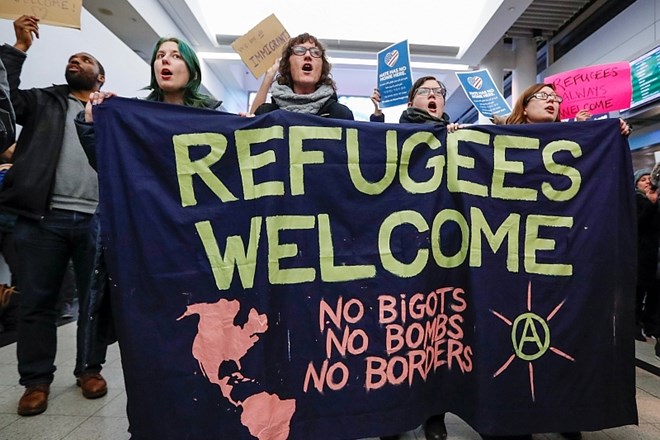 Protesti na letališču v Chicagu (Foto: Reuters)