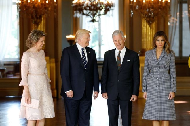 Zakonca Trump z belgijsko kraljico Mathilde in kraljem Philippom.