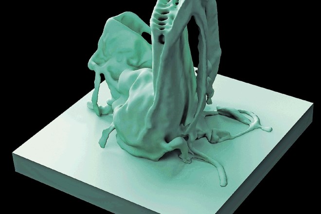 Američan Riley Harmon se predstavlja z eno najnovejših tehnik, njegovo delo Je bila luža ali guma? je namreč 3D-upodobitev.