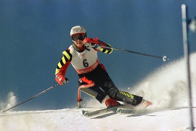 Blanca Fernandez Ochoa na posnetku iz leta 1988, na slalomski tekmi na olimpijskih igrah v Kanadi