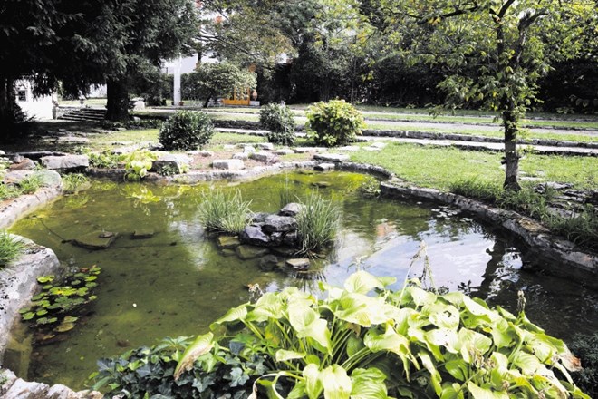 Osrednji del vrta, ki je urejen kot angleški park,  je viden iz salona.