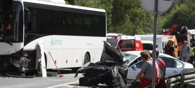 29.08.2022. Prometna nesreča na Betinovem klancu pred Bledom. Foto: Bojan Velikonja. 