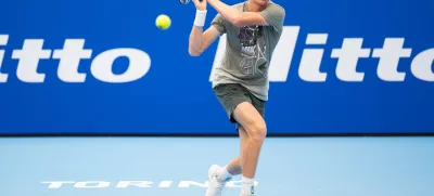 05 November 2024, Italy, Giaveno: Italian tennis player Jannik Sinner in action during a training session, ahead of Nitto ATP Finals tennis tournament. Photo: Marco Alpozzi/LaPresse via ZUMA Press/dpa