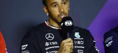 Formula One F1 - Bahrain Grand Prix - Bahrain International Circuit, Sakhir, Bahrain - February 28, 2024 Mercedes' Lewis Hamilton during a press conference ahead of the Bahrain Grand Prix REUTERS/Rula Rouhana